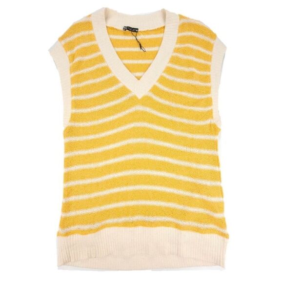 Zara Sweaters - NEW Zara 90's Oversized Vintage Striped V-Rib Knit Sweater Vest Cream Medium Y2k